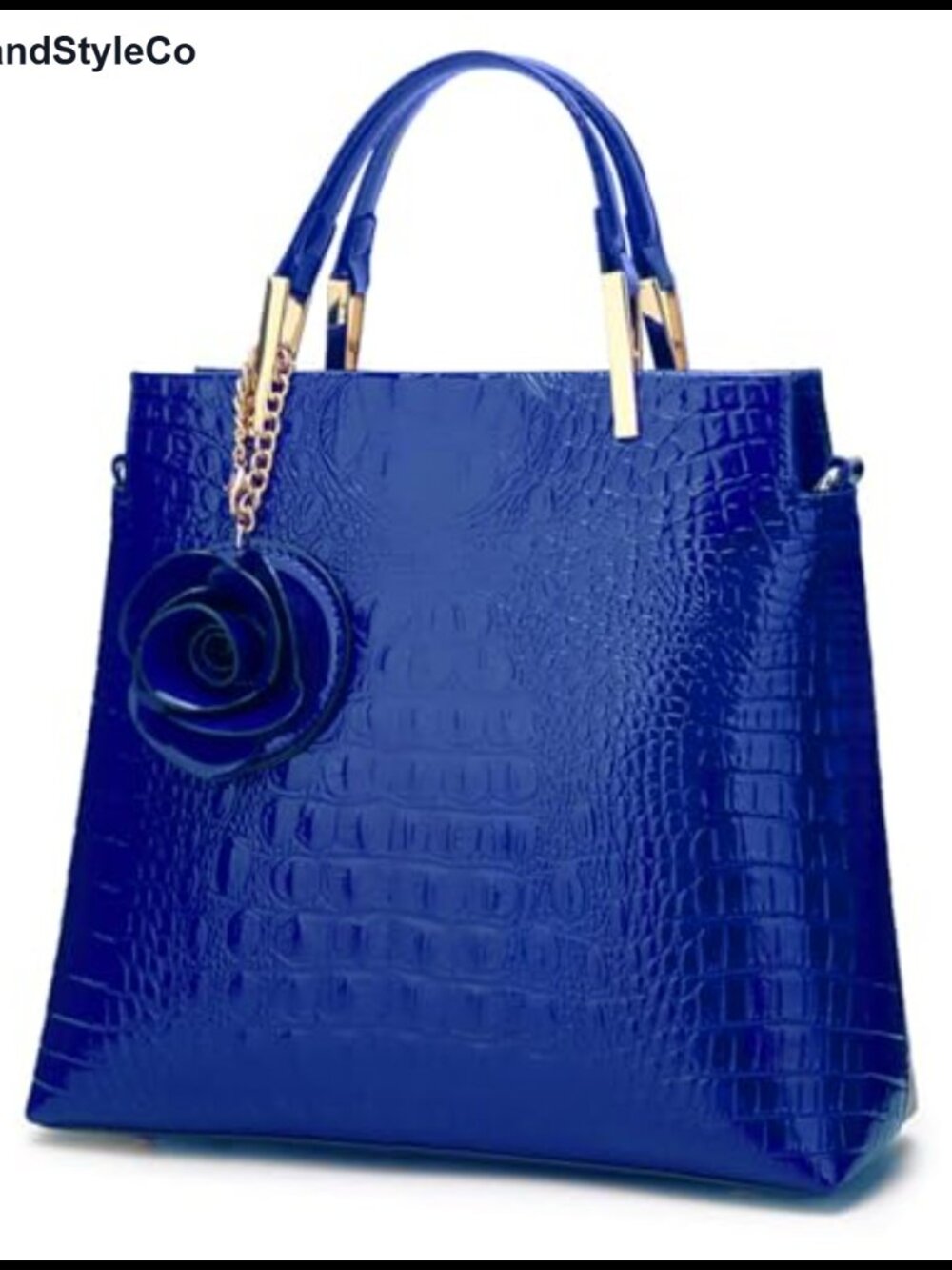 Glossy Patent Leather Crocodile Pattern Tote Handbag Satchel Shoulder Crossbody